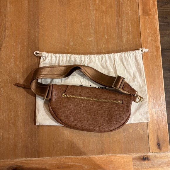 Quince Italian Pebbled Leather Sling Bag in Cognac - Picture 3 of 14